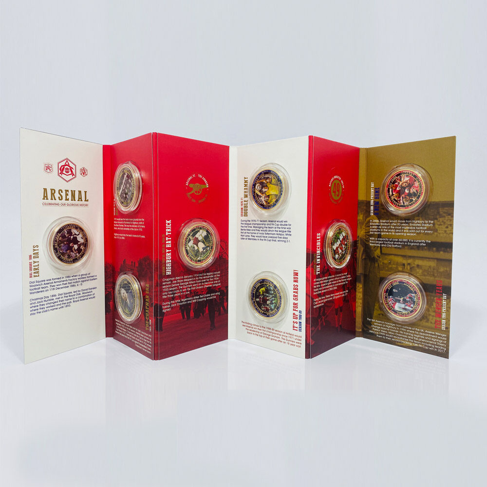 HISTORY OF ARSENAL - GOLD PLATED MEDAL COLLECTION