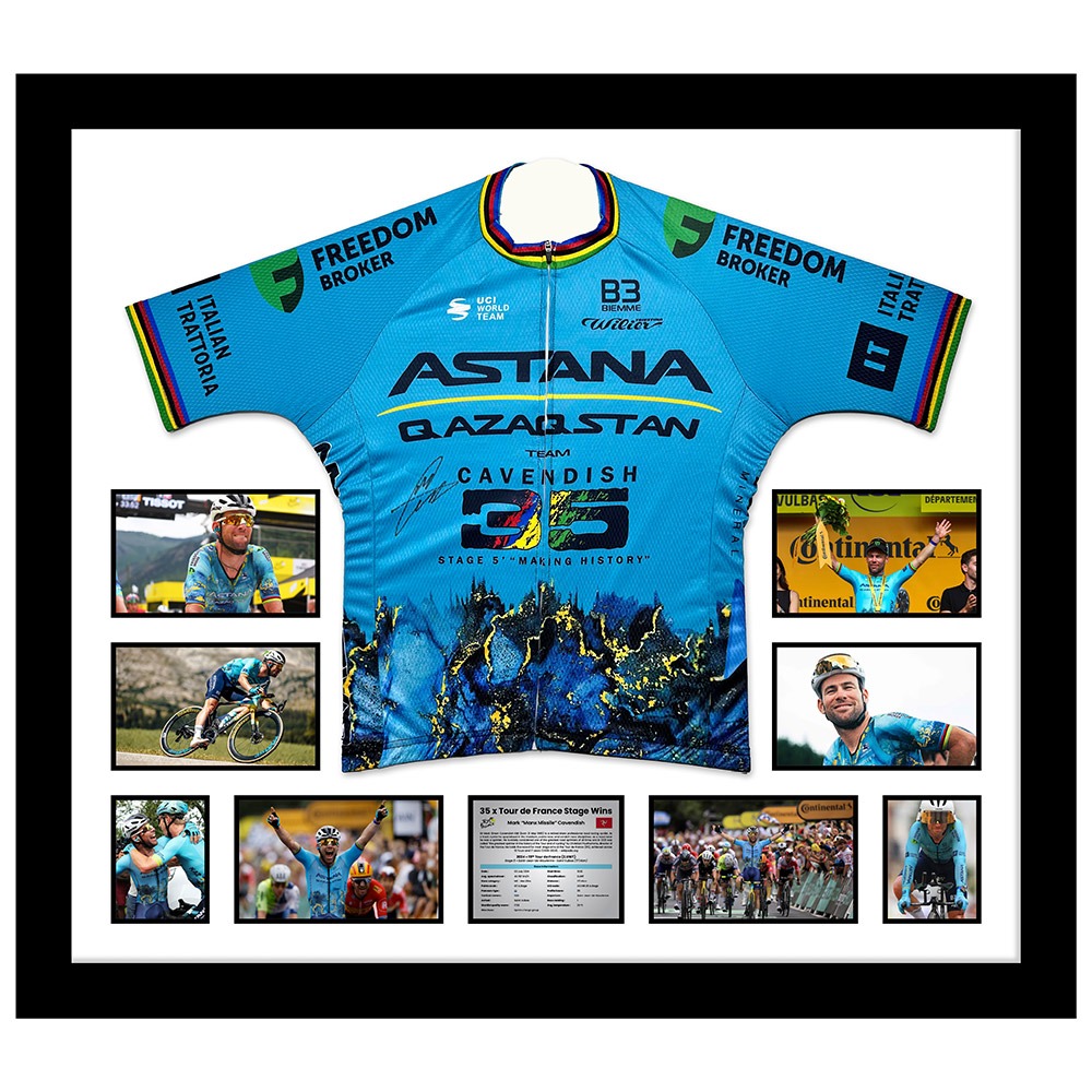 MARK CAVENDISH - AUTOGRAPHED "35 x TOUR DE FRANCE STAGE WINS" CYCLING JERSEY & PHOTO COMPILATION [0000]