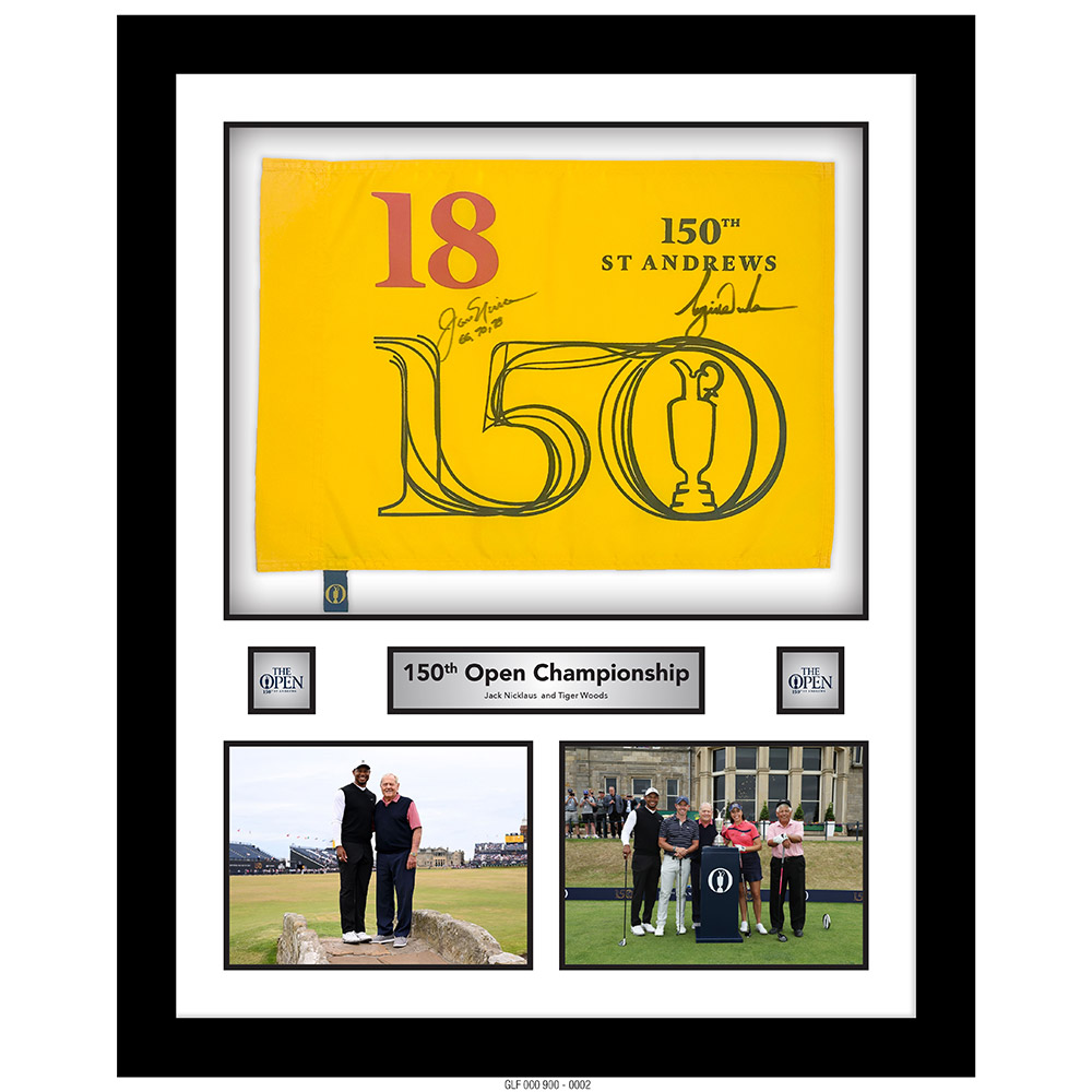 TIGER WOODS & JACK NICKLAUS - 150th OPEN CHAMPIONSHIP PIN FLAG & PHOTO COMPILATION  [900-2]