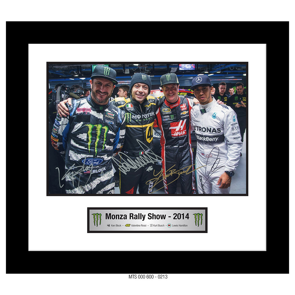 VALENTINO ROSSI, KEN BLOCK, KURT BUSCH, LEWIS HAMILTON – AUTOGRAPHED PHOTO [0213]