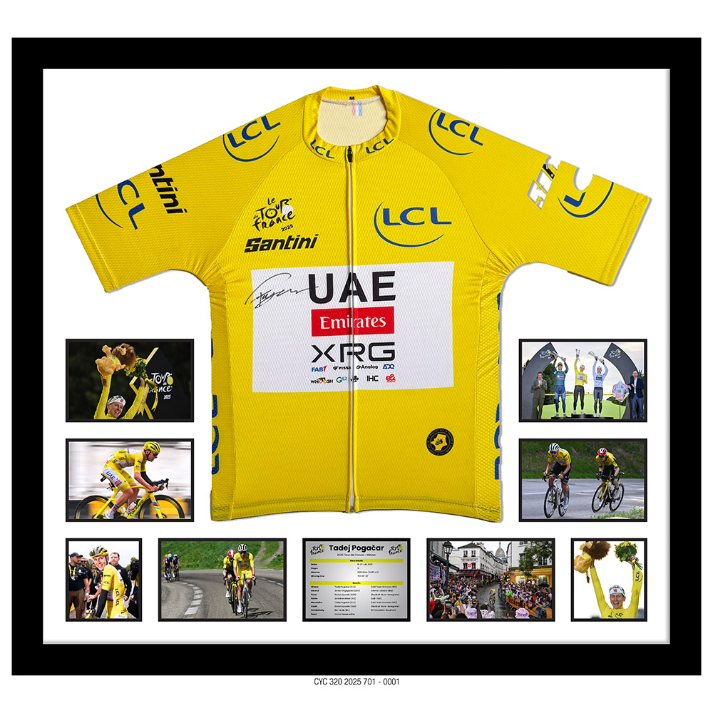 TADEJ POGACAR - AUTOGRAPHED 2025 TDF YELLOW JERSEY & PHOTO COMPILATION [0001]